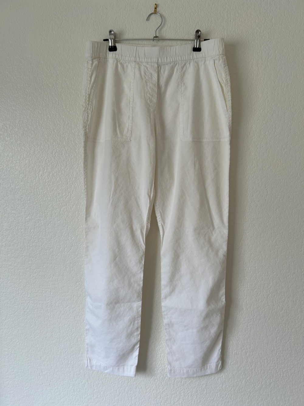 Theory White Cotton Drawstring Chinos